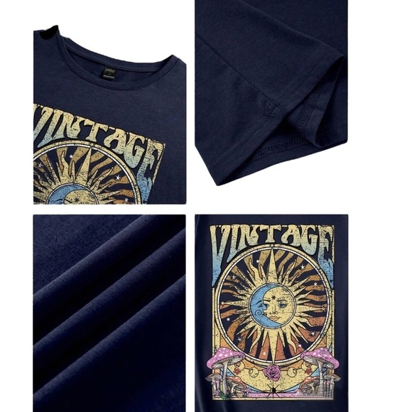 Vintage Design Graphic T-Shirt in Midnight Short Sleeve Crew Neck New! Size XL - Picture 5 of 14